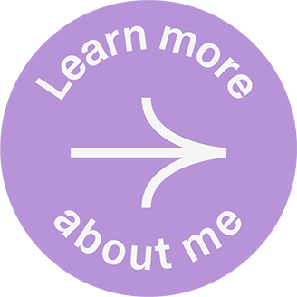 Learn More About Me button, circle shape, arrow symbol in the middle